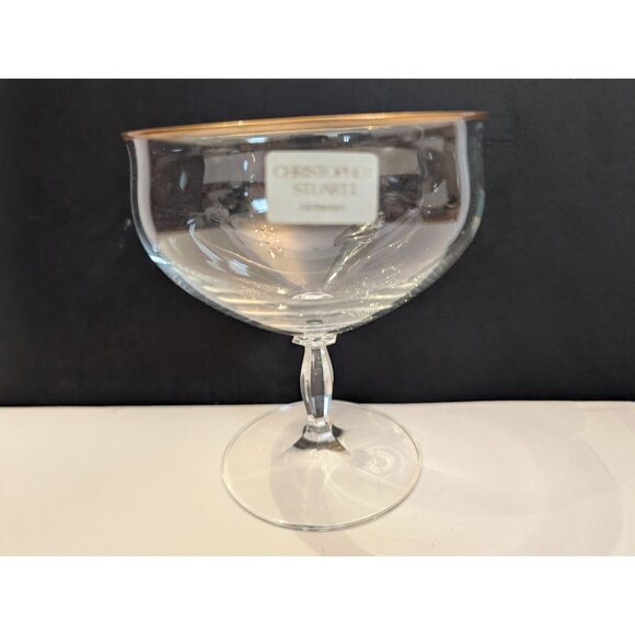 Christopher Stuart Germany Gold Rim Crystal Coupe Glass 5.5 Oz Elegant Design - Picture 1 of 6